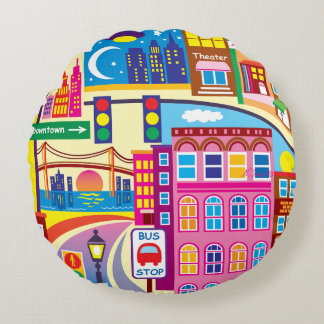 Cojín Redondo Colores del paisaje urbano