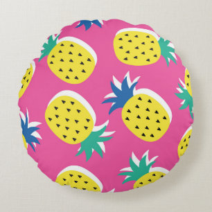 Cojín Redondo Colores Locos De Piña: Pop-Art Infantil.