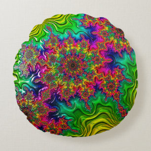 Cojín Redondo Colores Mandelbrot Explosión de color Cushion redo