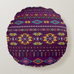 Cojín Redondo colores retro tribal vintage marinero inquebrantab