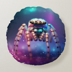 Cojín Redondo Colores vibrantes de la araña de saltar