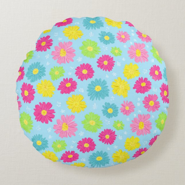 Cojín Redondo Colorful Daisies (Anverso)