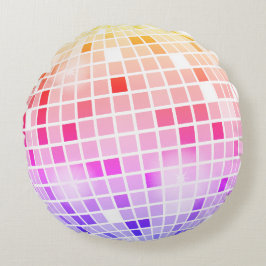 Cojín Redondo Colorful Disco Mirror Ball Retro 70