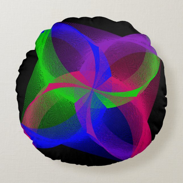 Cojín Redondo Colorful Geometric Circular Blend Round Pillow (Anverso)