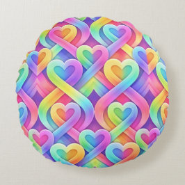 Cojín Redondo Colorful Modern Hearts Pattern Valentine’s Day