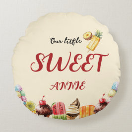 Cojín Redondo Colorida acuarela helado crema dulce Baby Shower