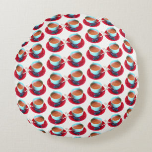 Cojín Redondo Colorida copa de espresso y foto de Saucer