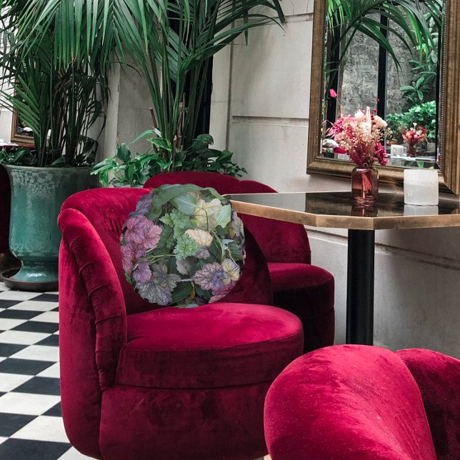 Cojín Redondo Colorida planta de Heuchera deja botánica (In Situ Chair)