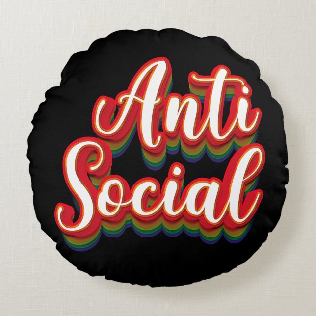 Cojín Redondo Coloridamente anti-social (Anverso)