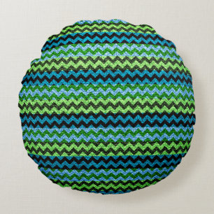 Cojín Redondo Coloridas Bandas De Chevron #2
