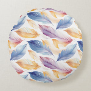 Cojín Redondo Coloridas plumas acuáticas