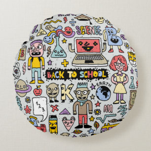 Cojín Redondo Colorido conjunto de cosechas de Doodle School