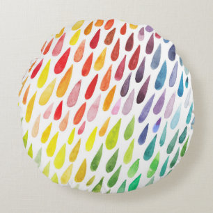 Cojín Redondo Colorido conjunto de salpicaduras de acuarela