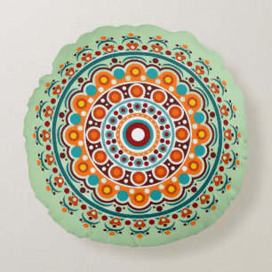 Cojín Redondo Colorido Mandala Indio