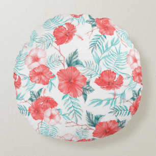 Cojín Redondo Colorido patrón tropical dibujado a mano con h br
