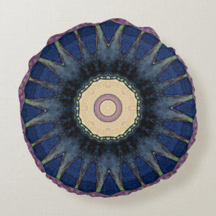 Cojín Redondo Colorido, retro, Mandala-Inspirado