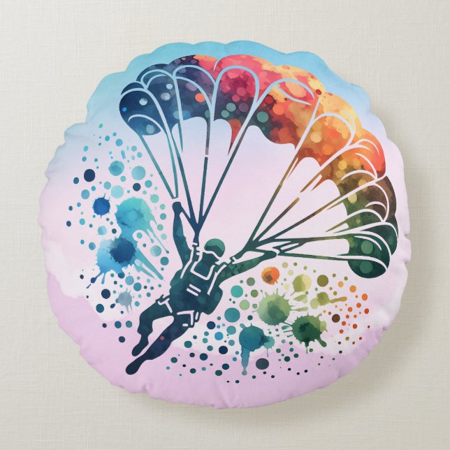 Cojín Redondo Colorido Skydiver acuático (Anverso)