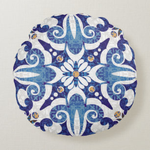 Cojín Redondo Colorido turco: Patrón oriental vintage