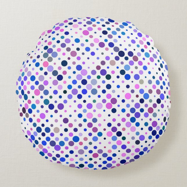 Cojín Redondo Coloridos, índigo, púrpura y azul (Anverso)