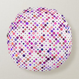 Cojín Redondo Coloridos, magenta, puntos rosados y morados
