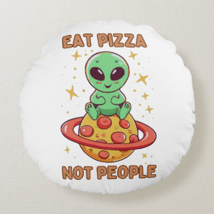 Cojín Redondo Come pizza no personas