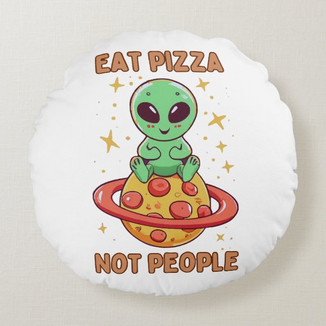 Cojín Redondo Come pizza no personas (Anverso)