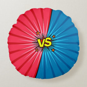 Cojín Redondo Comic book versus background, classic pop-art styl