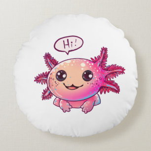 Cojín Redondo Cómic lindo Axolotl al estilo personalizado