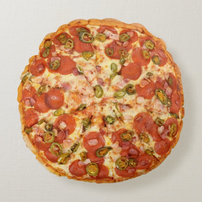 Cojín Redondo Comida del fiesta de la parrilla de la pizza de (Anverso)