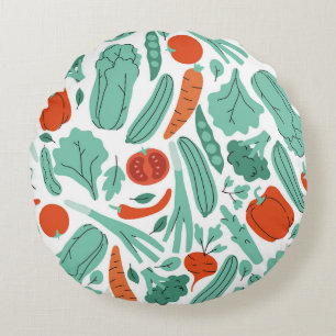 Cojín Redondo Comida Personalizado ligera: modelo de verduras vi
