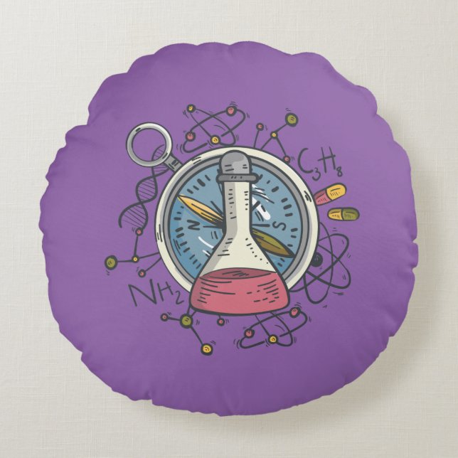 Cojín Redondo Cómnito С la hemisteridad Science Pun (Anverso)