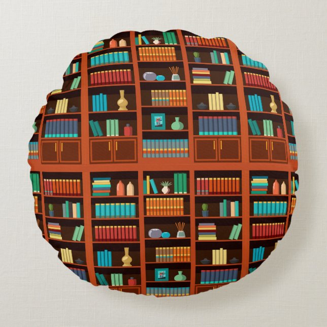 Cojín Redondo Cómodos estantes de libros (Anverso)