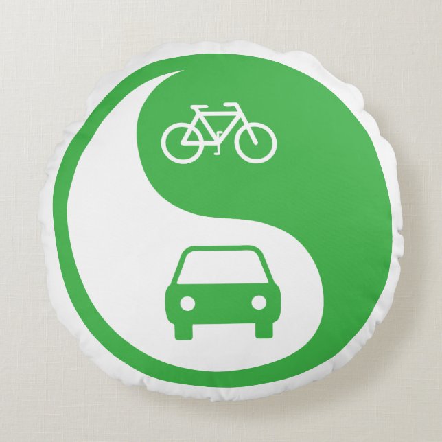 Cojín Redondo Compartir el camino Yin Yang (Anverso)