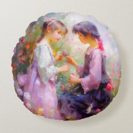 Cojín Redondo Compartir Rosas y amistad