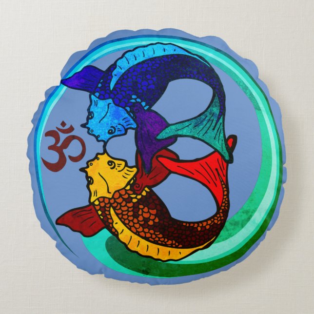 Cojín Redondo Compasión de Koi (Anverso)