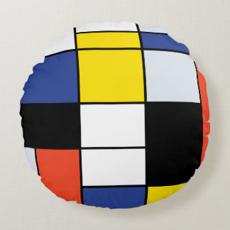 Cojín Redondo Composición A de Piet Mondrian - Arte Moderno Abst