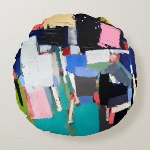 Cojín Redondo Composición de obra de arte abstracta