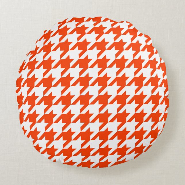 Cojín Redondo Comprobación de la cabina de naranja y blanco (Anverso)