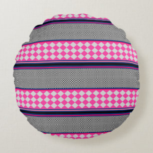 Cojín Redondo Comprobar el diseño de patrones mixtos de Harlequi