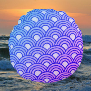 Cojín Redondo con Degradado de Escamas Cerúleo