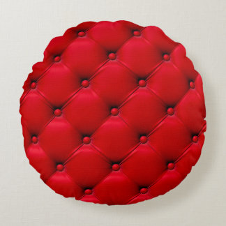 Cojín Redondo Con un botón en la textura roja. Patrón de repetic