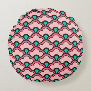 Cojín Redondo Conchas de peregrino chinas de Deco, rosa coralino