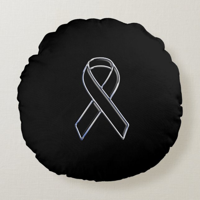 Cojín Redondo Conciencia de la cinta negra de estilo cromado en  (Anverso)