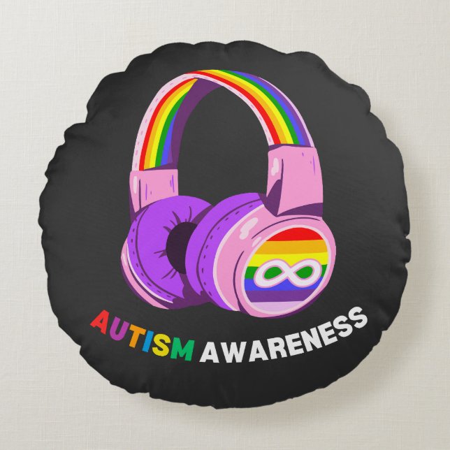Cojín Redondo Conciencia sobre el Autismo (Anverso)
