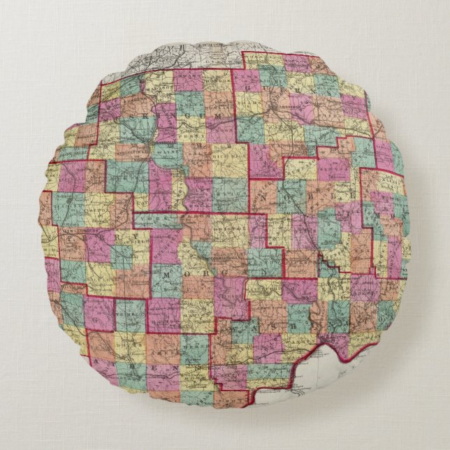 Cojín Redondo Condados de Ohio (Anverso)