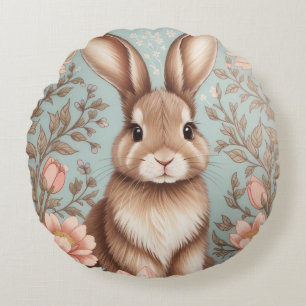 Cojín Redondo Conejito bebé pastel floral