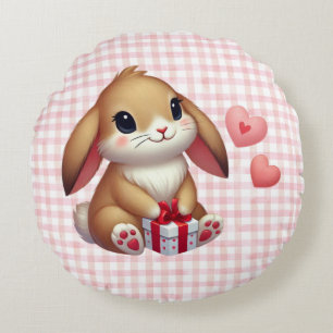 Cojín Redondo Conejito lindo del día de San Valentín 