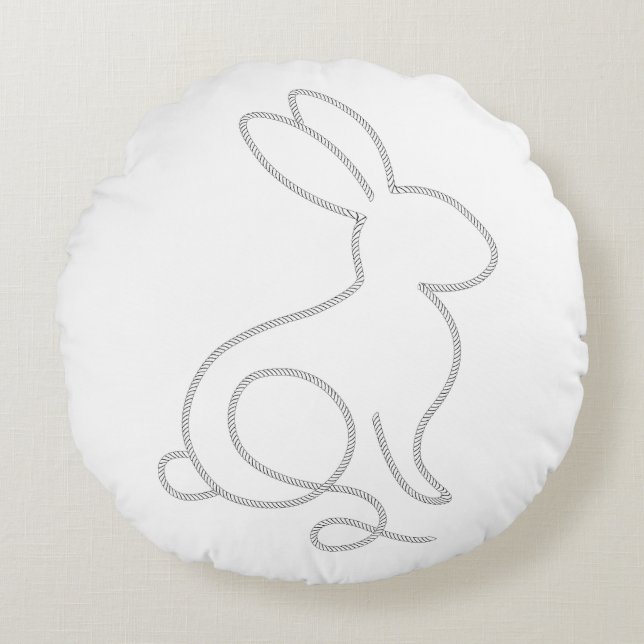 Cojín Redondo Conejo Bunny Diseño Mínimo Moderno (Anverso)