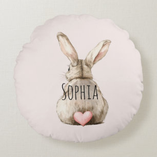 Cojín Redondo Conejo Bunny Rabito Corazón Rosa Ducha de Bebé