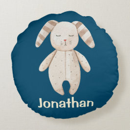 Cojín Redondo Conejo de conejo azul lindo